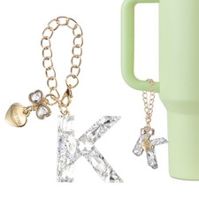 Letter Charm for Stanley Tumbler Cup, Bow Heart Initial K Letter Charm, White