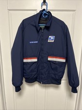 Vintage 90s USPS Letter Mail Carrier Bomber Jacket Blue Mens Size Large USA