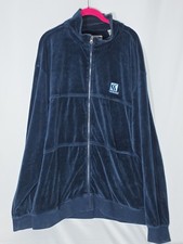VINTAGE Karl Kani Jacket XL Navy Velour Track Jacket Full Zipper Coat Outdoors