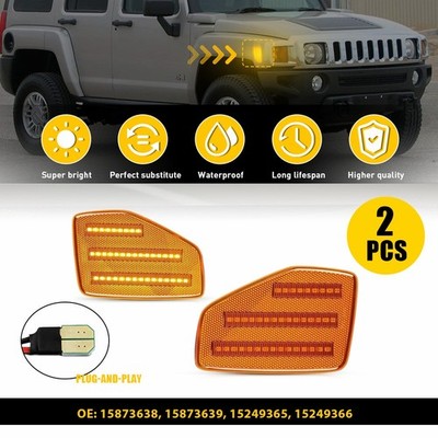 Amber LED Front Fender Side Marker Lights For 2006-09 2010 Hummer H3 15873638 EU