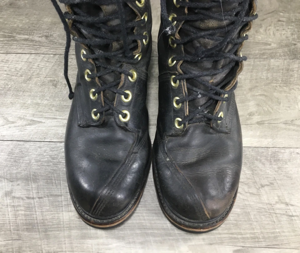 Hombres Combate Motociclista Motocicleta Montar 19 Ojos Cuero Negro Punta Suave Botas 9 De Colección Foto 4 de 4