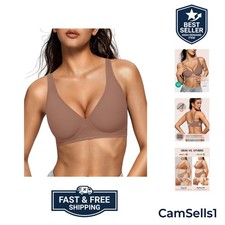 Womens Jelly Bras Wireless Deep V Bralette Comfy Push Up Tshirt Bras Comfor...
