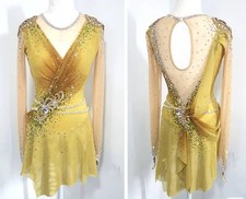 Ice Figure Skating Dress Rhythmic Gymnastics Twirling Competition yellow dyeing