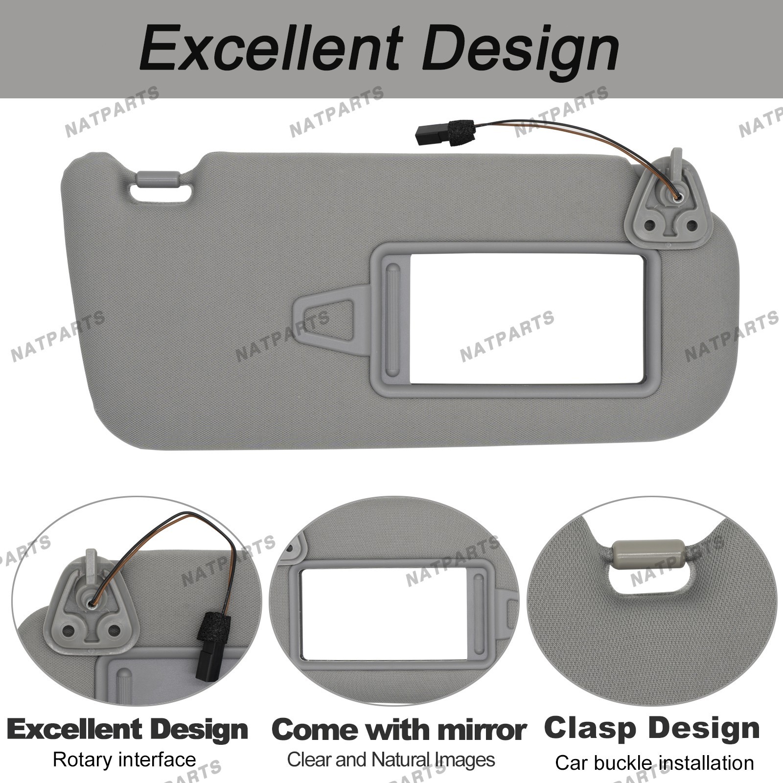 Right Passenge Side Sun Visor w/Light for Hyundai Elantra 2007-2010 852202H1618M