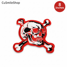 Large Red White Black Skull and Crossbones 8" Embroidered Patch Punk Rock Biker