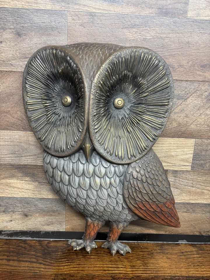 Authentic Burwood MCM owl wall art — the kind of kitschy-cool 70s piece that interior designers are actively hunting for right now.