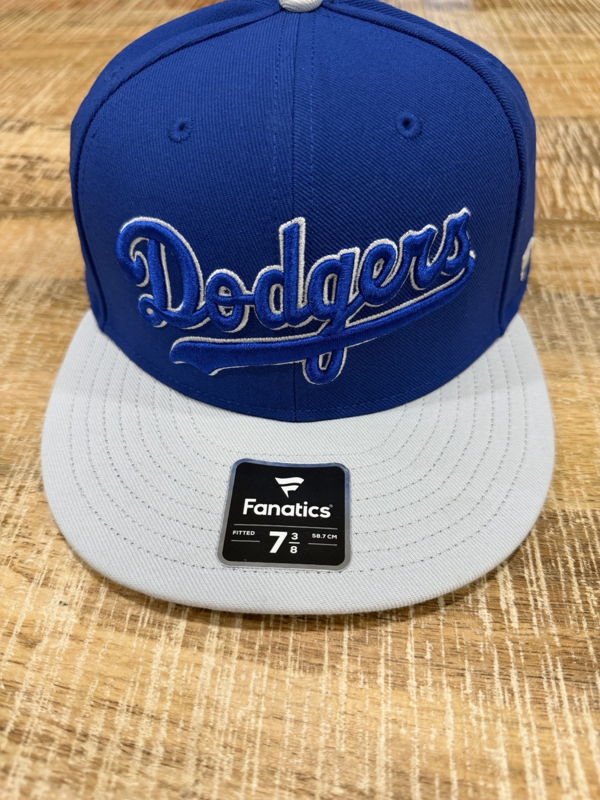 Los Angeles Dodgers Hat Cap Fitted 7 3/8 Fanatics Color Royal Blue Flat Bill NEW