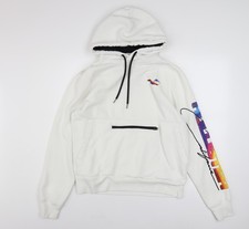 Hollister Men's White Pullover Hoodie M Graphic Logo Fleece