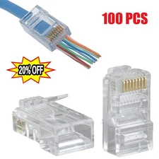 RJ45 Network Cable Modular Plug CAT5e CAT6 UTP Connector End Pass Through EZ Lot