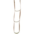 Brown USA-made step aider with two loops, green cord, and metal ring, hanging vertically against a white background.