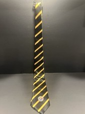 Official NFL Pittsburgh Steelers Neck Tie - Black Gold Striped Logo NWT 100 Silk