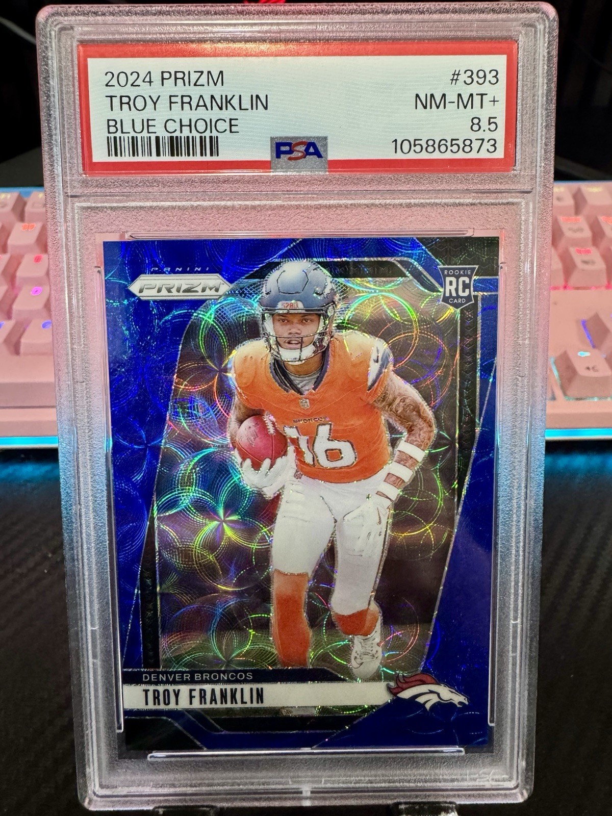 2024 TROY FRANKLIN Panini Prizm Choice Rookie Blue Scope /14 SSP RC #393 Broncos