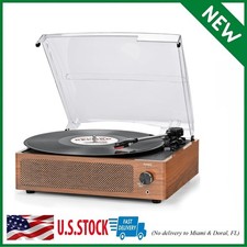 Vintage Vinyl Record Player with Built-in Speakers Bluetooth 3-Speed Turntable