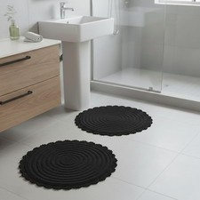 Bathroom Rugs - 2-Piece Woven 1560GSM Cotton Bath Mat Set for Boho Decor - No...