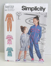 Simplicity 9722 Utility-Style Jumpsuit, Romper  Dress Pattern Girls' 7-14 Uncut