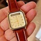 RARE Vintage Men's Square Dress Timex Watch Wristwatch T35 Analog Digital LOOK