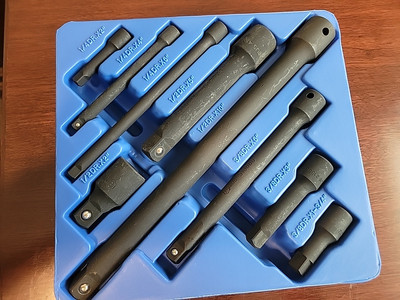 Genius Tools 9pc 1/4, 3/8 & 1/2''dr Master Impact Extension Set w/Tray #IE-2349