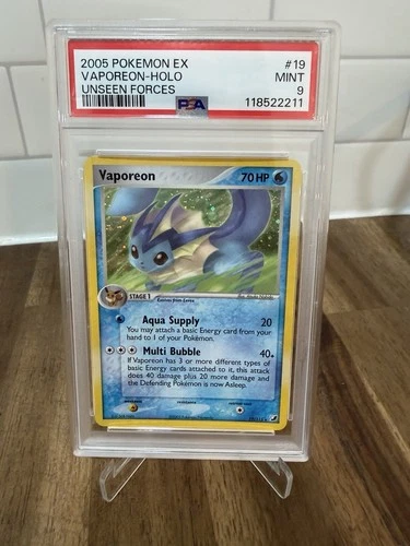 2005 Pokemon EX Unseen Forces Vaporeon Holo Unseen Forces PSA 9 #19