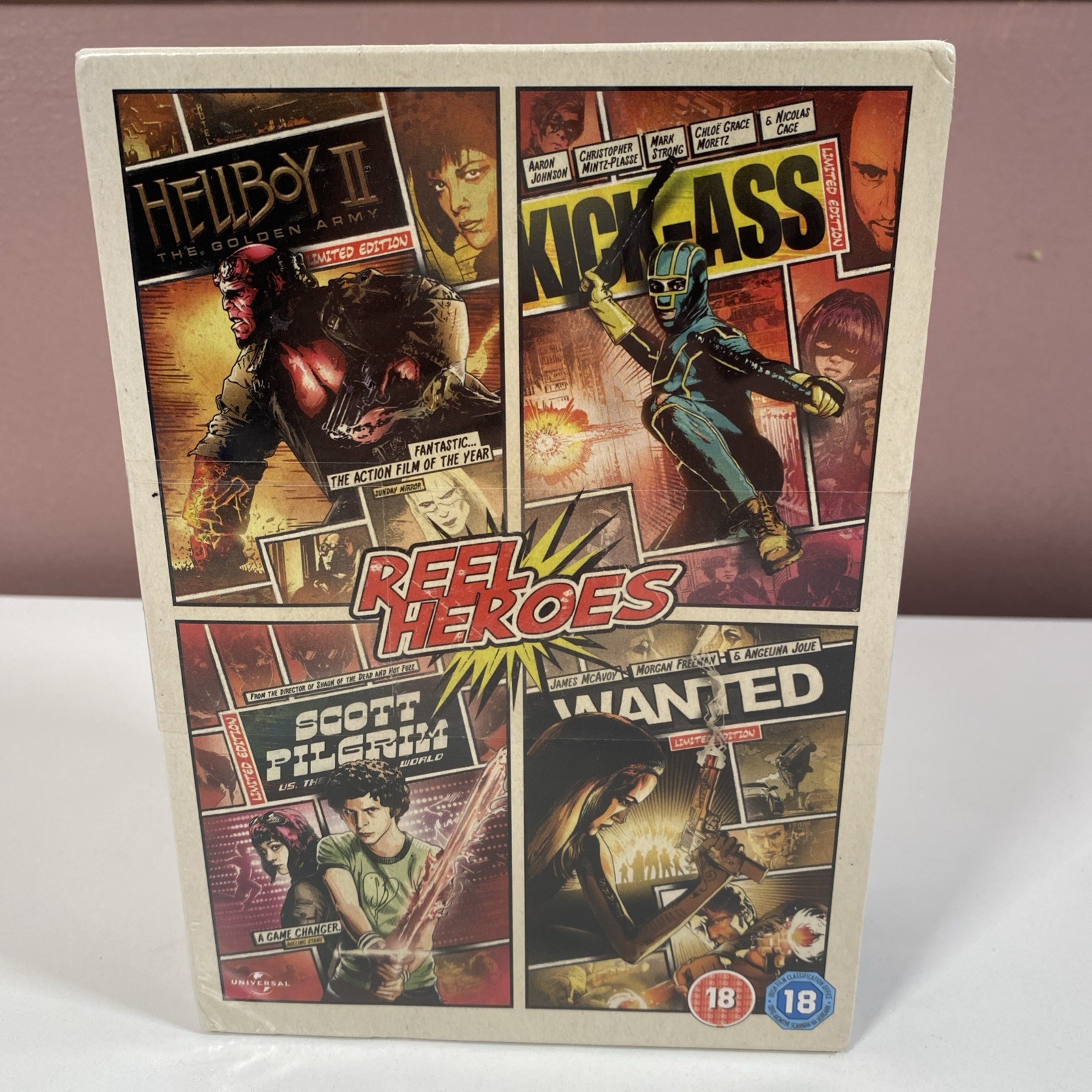 Reel Heroes Hellboy 2/Kick Ass/Scott Pilgrim/Wanted DVD New/Sealed Box Set