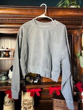 Lazy Sunday Large Gray Cotton/Poly Quality Cropped Sweatshirt XL