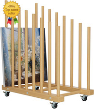 Art Storage Rack with Caster Wheels Art Drying Rack Wood Storage Stand for Canva
