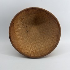 Large Handwoven Rattan Bowl Basket 14  Round Boho Farmhouse Decor