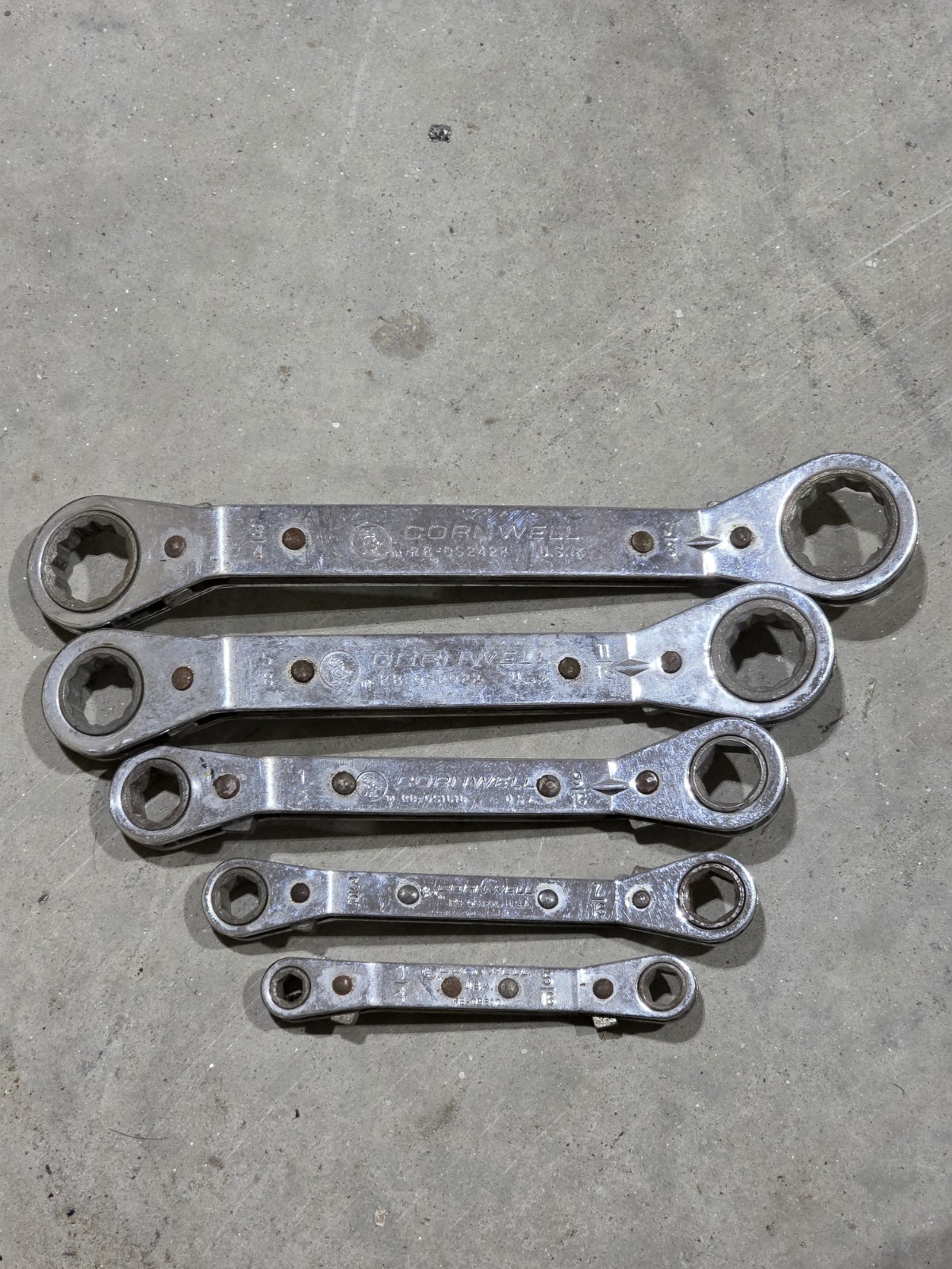 Cornwell 5pc SAE Reversible Offset Ratcheting Box-End Wrench Set