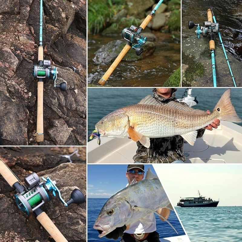 Inshore Fishing Rod Combo with Line Counter Fishing Reel Suitable for Catfish