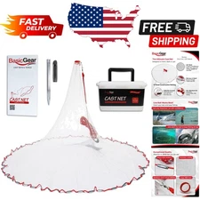 Versatile Cast Net for Bait Fish | 3/8 or 1/4 inch Mesh, Neoprene Handle