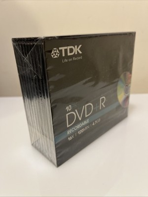 TDK 10er Pack DVD+R 4,7GB Recordable DVD Discs 16x 120min Neu Versiegelt