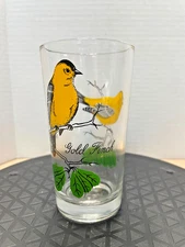 Vintage Boscul Peanut Butter Glass Tumbler Gold Finch