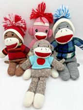 Sock Monkey Bundle of 4 Plush Sock Monkey Dan Dee Collectors Plushland 9-11 "
