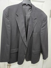 Men's Sanlorenzo BLACK / CHARCOAL GRAY Suit Blazer Jacket 52R 100 Pure Wool