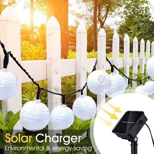 Solar LED Lichterkette Lampions Laterne Außen Beleuchtung Garten Party Lampion - Bild 13 von 25