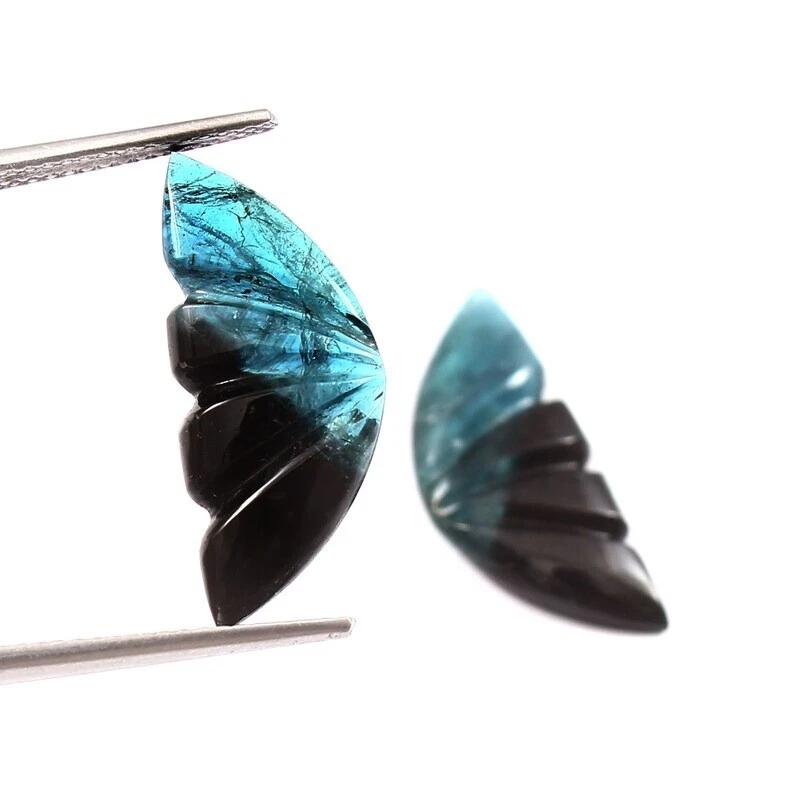 Loose Gemstone Natural Bio Tourmaline Hand Carved Butterfly Wings Stone A1781 - Image 3 of 3