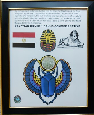 silver egyptian 1 pound commemorative original one of a kind unique custom frame
