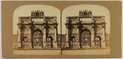 Paris Frankreich -bogen Des Carousel Und Palais De Tuileries c1865 Foto Stereo