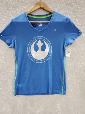 Champion Performance Womens Medium Blue Star Wars 2017 Rebel Challenge Tee