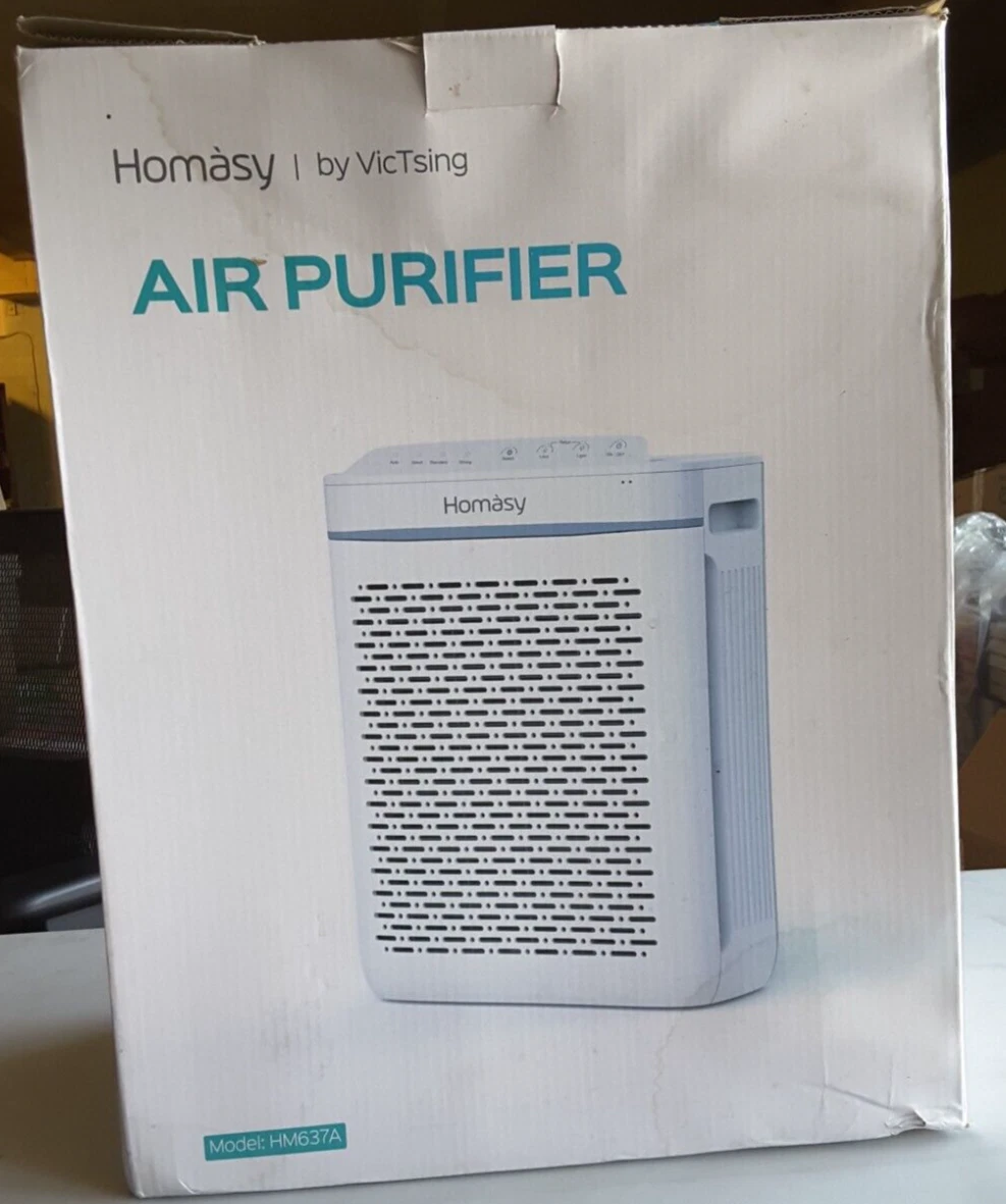 Homasy 3 Stage Air Purifier True HEPA Filter w Auto mode Smart Sensor HM637A