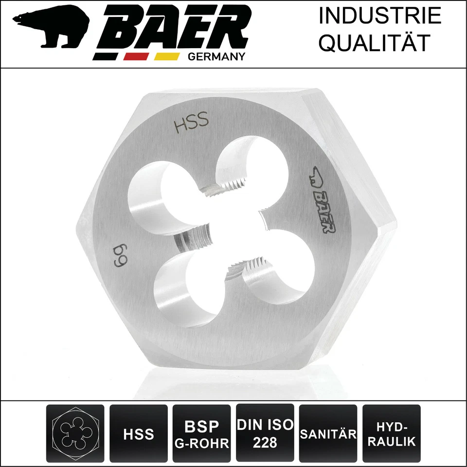 BAER Gewindeschneider G Rohrgewinde G1/8 G1/4 G3/8 G1/2 G3/4 G1 Zoll HSSG - Bild 4 von 4
