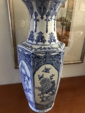 Antike große asiatische Vase blau weiß Orig...