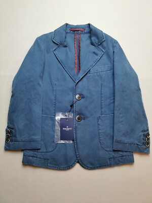 HACKETT Jungen Alter 5-6 Canvas 100 % Baumwolle Indigoblau Blazer (Neu mit Etikett) Einreiher