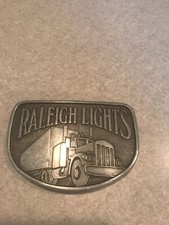 Raleigh Lights Cigarettes Tobacco Semi Truck Trucking 1980's Vintage Belt Buckle