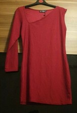 Pretty Little Thing Burgandy Asymmetrical Bodycon Dress Size 14 UK Brand New