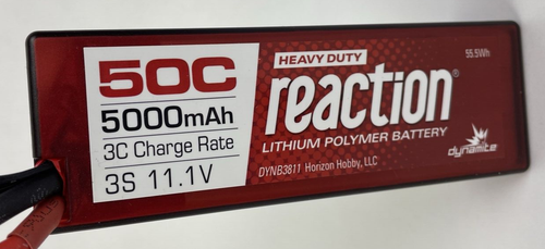 Dynamite Reaction 2.0 11.1V 5000mAh 50C 3S Hardcase LiPo RC Battery w/ EC5 Plug - Picture 2 of 6
