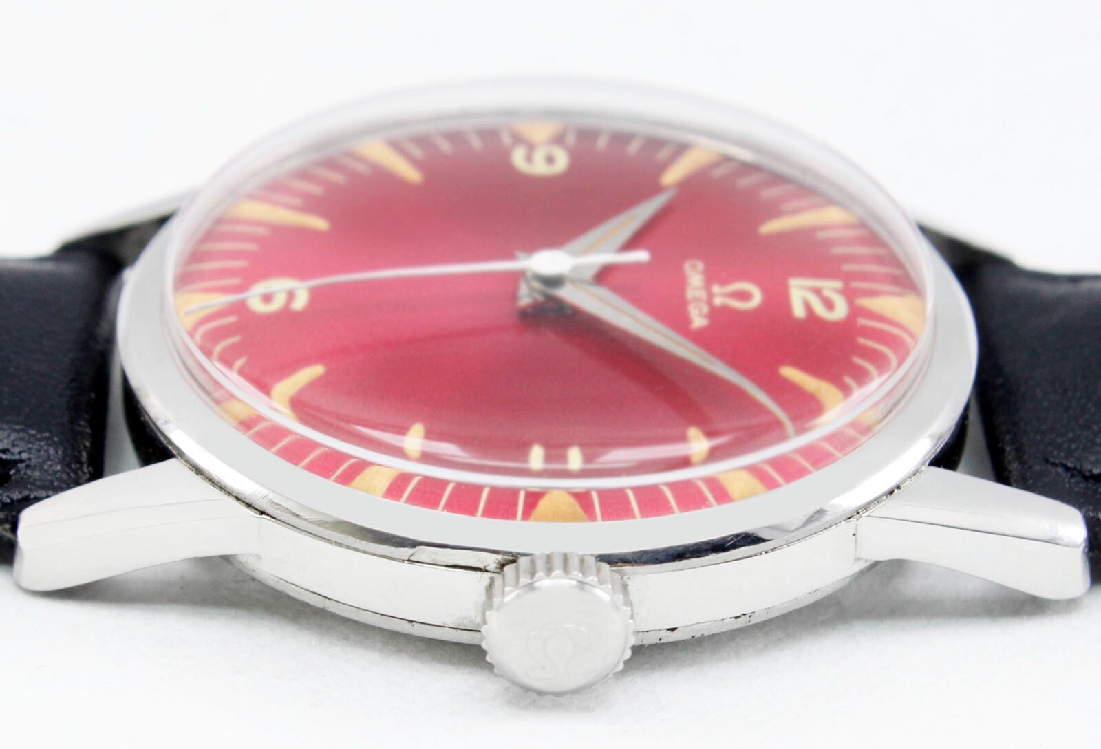 1961 Omega Vintage Sunburst Dial Winding Steel Watch Early Cyber Monday