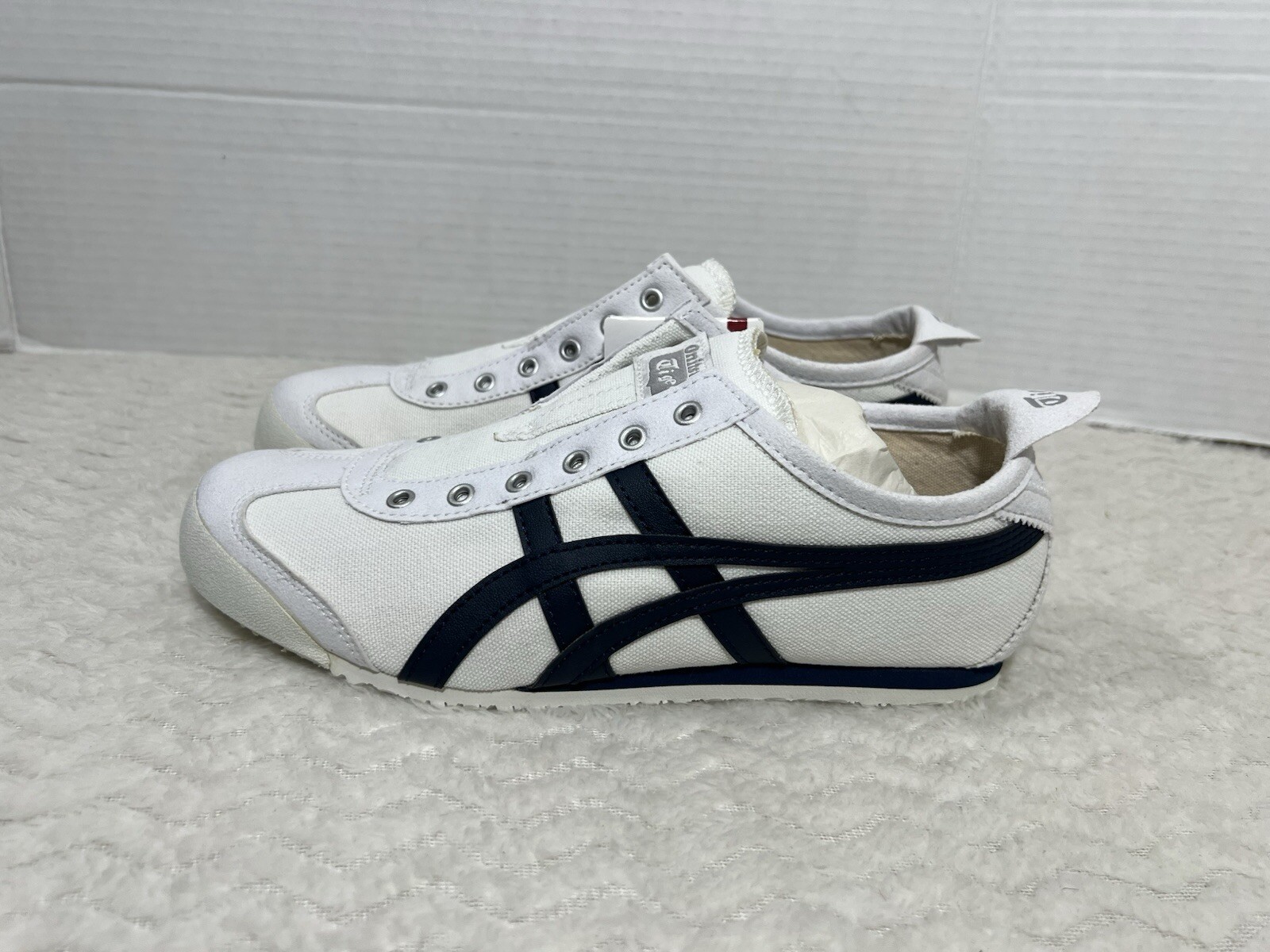 ASICS Onitsuka Mexico 66 Slip-On White/Iron Navy Men's 6, Women's 8.5 Sneakers.