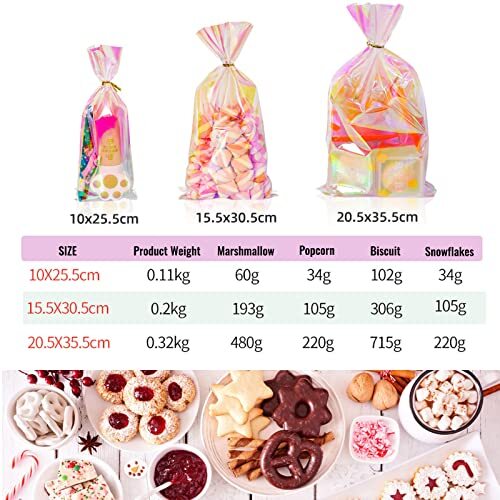 50pcs Iridescent Holographic Cellophane Bags,4x10inches Candy Treat S Rectangle - Picture 6 of 8