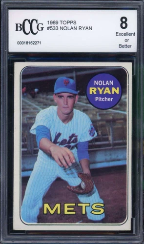 1969 Topps #533 Nolan Ryan Card BGS BCCG 8 Excellent+