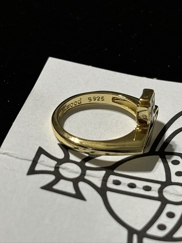 Anillo Vivienne Westwood London Nana Tono Negro Saturno Orbe Talla 6.5 Con Bolsa para el Polvo - Imagen 2 de 8